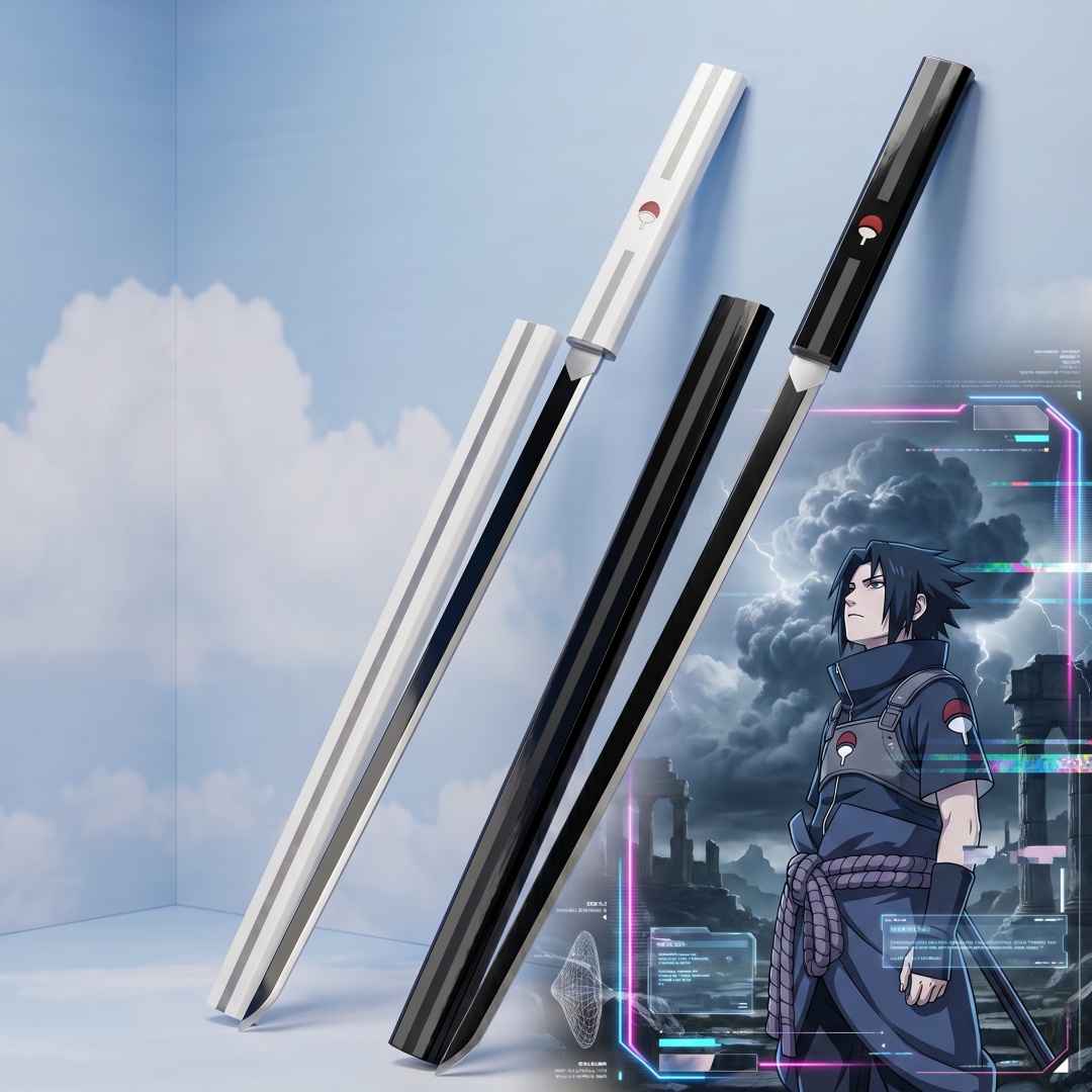 Anime Cosplay Katana - 35,4-дюймовый меч Наруто Учиха Саске, аниме-реквизит