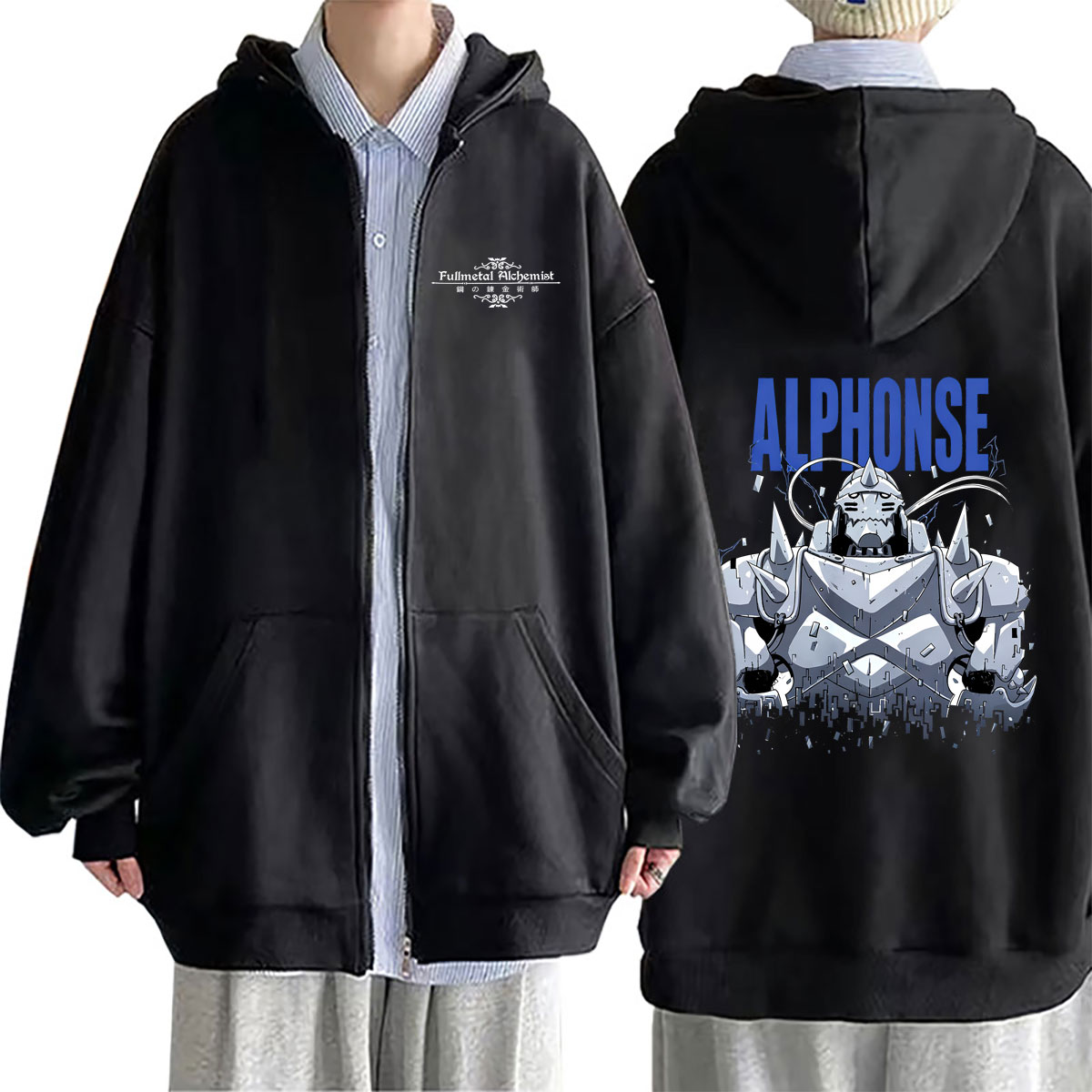 Fullmetal Alchemist Coat - Аниме-худи на молнии с принтом «Fullmetal
