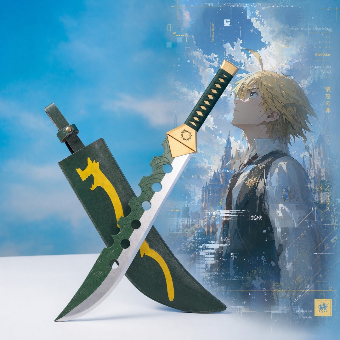 Anime Cosplay Katana - 28-дюймовый меч-катана Мелиодаса из аниме «Семь