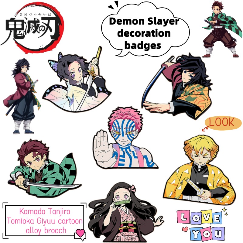 Anime Cosplay Demon Slayer - Значки-пины из сплава с персонажами Demon